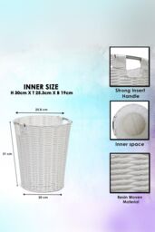 Arpan Resin Plastic Strong Round Waste Paper Bin in White - thumbnail 5