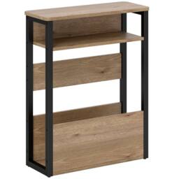 Wyld Haus Neleke Walnut Brown Wood Effect Side Table with Black Metal Frame - thumbnail 2