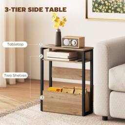 Wyld Haus Neleke Walnut Brown Wood Effect Side Table with Black Metal Frame - thumbnail 6