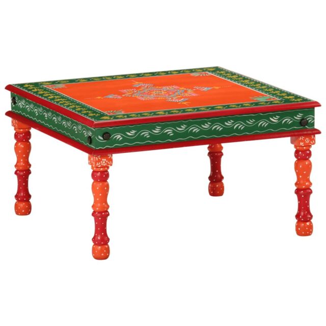 Berkfield Home Coffee Table Orange Hand Painted Solid Wood Mango - image 1