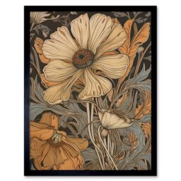 "Artery8 Wall Art Print Spring Wildflowers Pastel Colour Art Framed in Black - Size: W12"" x H16""" - thumbnail 1