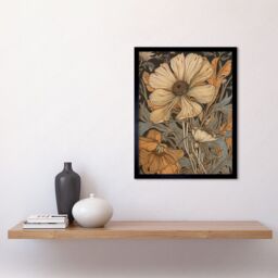"Artery8 Wall Art Print Spring Wildflowers Pastel Colour Art Framed in Black - Size: W12"" x H16""" - thumbnail 2
