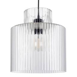 First Choice Lighting Set of 2 Portland - Matt Black Clear Ribbed Glass Ceiling Pendants - thumbnail 6