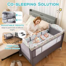 CASART Pack & Play Foldable Baby Nursery Center With Diaper Changing Table in Grey - thumbnail 6