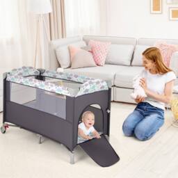 CASART Pack & Play Foldable Baby Nursery Center With Diaper Changing Table in Grey - thumbnail 3