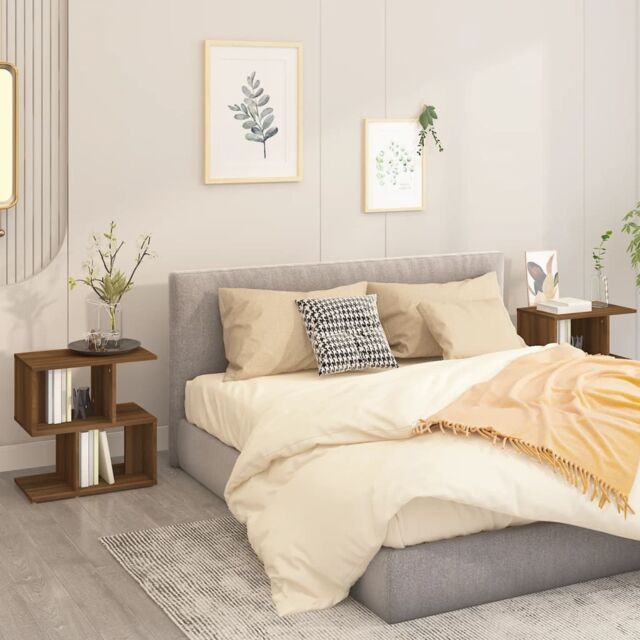 Berkfield Home Bedside Cabinets 2 pcs Brown Oak 50x30x51.5 cm Engineered Wood