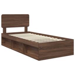 Berkfield Home Bed Frame with Headboard Brown Oak 100 x 200 cm Solid Pine Wood - thumbnail 4