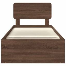 Berkfield Home Bed Frame with Headboard Brown Oak 100 x 200 cm Solid Pine Wood - thumbnail 7