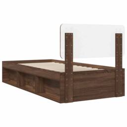 Berkfield Home Bed Frame with Headboard Brown Oak 100 x 200 cm Solid Pine Wood - thumbnail 9