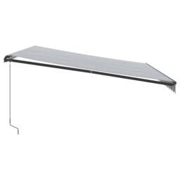 Berkfield Home Manual Retractable Awning with LEDs Anthracite&White 450x350 cm in Black - thumbnail 5