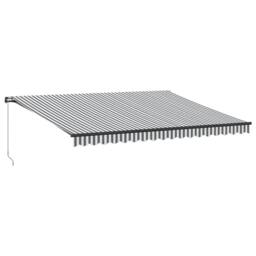 Berkfield Home Manual Retractable Awning with LEDs Anthracite&White 450x350 cm in Black - thumbnail 2