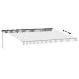 Berkfield Home Manual Retractable Awning with LEDs Anthracite&White 450x350 cm in Black - thumbnail 6