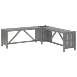 Berkfield Home Garden Corner Bench with Planter 117cm Solid Acacia Wood Grey