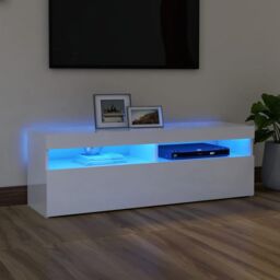 Berkfield Home TV Cabinet with LED Lights High Gloss White 120x35x40 cm - Size: 120 x 35 x 40 cm - thumbnail 1
