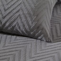 Yard Zig Zag Tufted Geometric 100% Cotton Duvet Cover Set in Charcoal - Size: Single - thumbnail 3