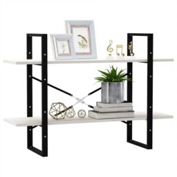 Berkfield Home 2-Tier Book Cabinet White 100x30x70 cm Solid Pine Wood - Size: 100 x 30 x 70 cm - thumbnail 4