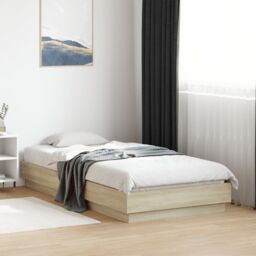 Berkfield Home Bed Frame without Mattress Sonoma Oak 75x190 cm Small Single Engineered Wood in Brown - thumbnail 1