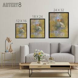 "Artery8 The Geese Impressionist Painting Monet Vintage Framed Canvas Wall Art in Green - Size: W12"" x H16""" - thumbnail 4