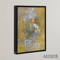 "Artery8 The Geese Impressionist Painting Monet Vintage Framed Canvas Wall Art in Green - Size: W12"" x H16""" - thumbnail 2