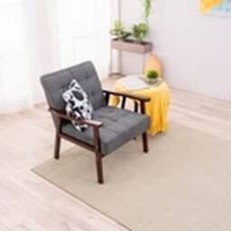 EONLION Accent Chair Wood Frame with Cushion Wide Seat Armchair in Grey - thumbnail 2