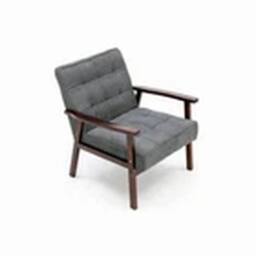 EONLION Accent Chair Wood Frame with Cushion Wide Seat Armchair in Grey - thumbnail 4