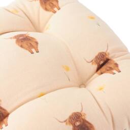 Wylder Ramble Highland Cow 100% Cotton Seat Pads - 2 pack in Natural - Size: 40 cm x 40 cm - thumbnail 2