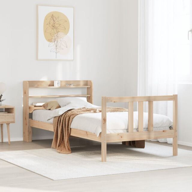 Berkfield Home Bed Frame with Headboard without Mattress 75x190 cm Small Single in Brown - image 1