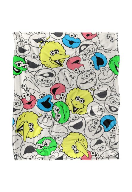 Sesame Street Character Face Pattern Silky Touch Super Soft Throw Blanket 152 X 127 cm in White - image 1