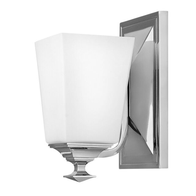 Loops IP44 Wall Light Tapered Square Etched Glass Shade Polished Chrome LED G9 3.5W in Clear
