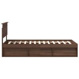 Berkfield Home Bed Frame with Headboard Brown Oak 90 x 200 cm Solid Pine Wood - thumbnail 8
