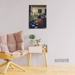 "Artery8 Johannes Vermeer The Music Lesson Canvas Wall Art Print - Size: W18"" x H24""" - thumbnail 3