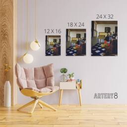 "Artery8 Johannes Vermeer The Music Lesson Canvas Wall Art Print - Size: W18"" x H24""" - thumbnail 4