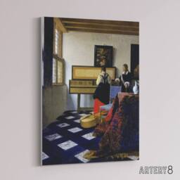 "Artery8 Johannes Vermeer The Music Lesson Canvas Wall Art Print - Size: W18"" x H24""" - thumbnail 2