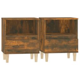 Berkfield Home Bedside Cabinets 2 pcs Smoked Oak 40x35x50 cm in Brown - Size: 40 x 35 x 50 cm - thumbnail 2