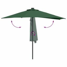 Berkfield Home Half Garden Parasol with Aluminium Pole - Green, 294 cm in Green - thumbnail 9