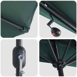 Berkfield Home Half Garden Parasol with Aluminium Pole - Green, 294 cm in Green - thumbnail 8