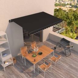 Berkfield Home Manual Retractable Awning 400x350 cm Anthracite in Black - thumbnail 1