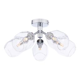 Pagazzi Leonie 5-Light Polished Chrome Semi-Flush Ceiling Light in Silver - thumbnail 1