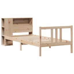 Berkfield Home Bookcase Bed without Mattress 75x190cm Solid Wood Pine in Natural - Size: 75x190 cm - thumbnail 3