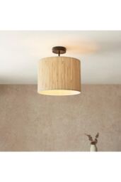 Netlighting Longshore Single Semi Flush Ceiling Lamp Natural Seagrass Matt Black - thumbnail 4