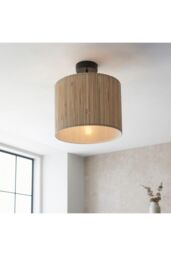 Netlighting Longshore Single Semi Flush Ceiling Lamp Natural Seagrass Matt Black - thumbnail 5