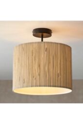 Netlighting Longshore Single Semi Flush Ceiling Lamp Natural Seagrass Matt Black - thumbnail 2
