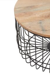 Orsina Wooden Side Table with Black Open Frame, Cage Dersign End Table, Sturdy Iron Cage Bedside Table - thumbnail 3