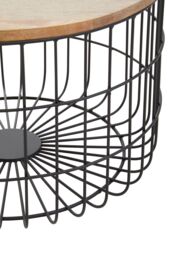 Orsina Wooden Side Table with Black Open Frame, Cage Dersign End Table, Sturdy Iron Cage Bedside Table - thumbnail 4