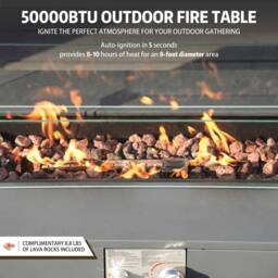 MIMO 7-Seater Garden Aluminum Teak Armrest Sofa Set with Iron Firepit Table in Grey - Size: 1 Pack - thumbnail 5