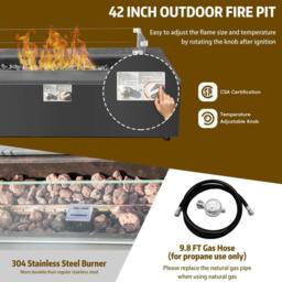 MIMO 7-Seater Garden Aluminum Teak Armrest Sofa Set with Iron Firepit Table in Grey - Size: 1 Pack - thumbnail 6