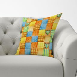 Warren Reed - Designer Baby Watercolour Blanket Pattern Cushions in Yellow - Size: 45 cm x 45 cm - thumbnail 2