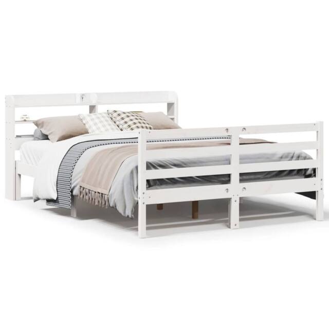 Berkfield Home Bed Frame with Headboard without Mattress White 150x200 cm King Size - image 1