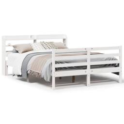 Berkfield Home Bed Frame with Headboard without Mattress White 150x200 cm King Size - thumbnail 1