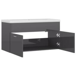 Berkfield Home Sink Cabinet with Built-in Basin High Gloss Grey Engineered Wood - thumbnail 5